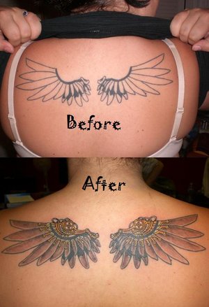 full back tattoo wings. 2D as the tattoo you finally