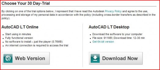 autocad trial version download