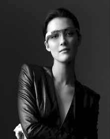 woman model in Google AR glasses