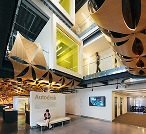 The interior of Autodesk's AEC headquarters in Waltham, Mass. (Source: Autodesk)