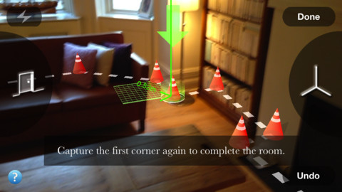 The purpose of MagicPlan is simple: Point the camera around a room and gather up data for a CAD drawing. (Source: Sensopia)