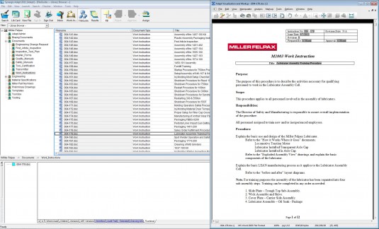 Using Adept’s visualization tool, written work instructions for any drawing  created in MS Word can be viewed by anyone. (Source: Miller Felpax via Synergis Software)