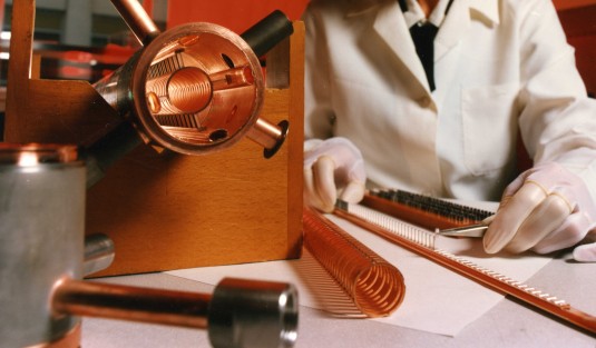 Assembling a traveling wave tube. (Source: Cobham)