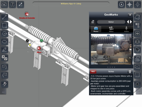 The geomarks feature in TurboSite takes advantage of the iPad’s geolocation ability and data in a drawing or added by the TurboSite user. (Source: IMSI/Design)