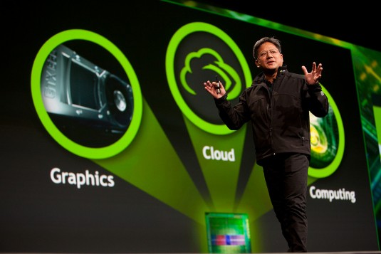 Nvidia CEO Jen-Hsun Huang introduces a new cloud computing initiative at GTC 2012. (Source: Nvidia)
