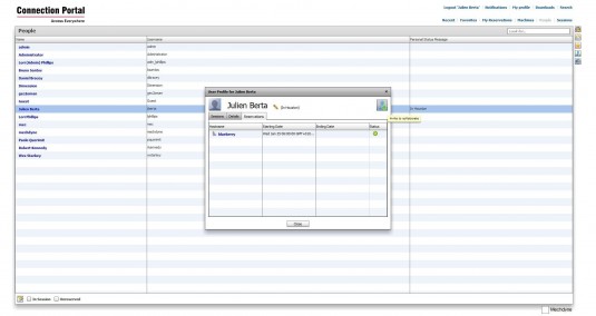 Connection Portal can show all users and their computers, and allows users to make a reservation for time on an idle PC. (Source: Mechdyne)