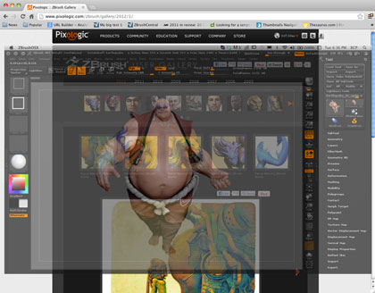 ZBrush 4R5 adds See-Through Mode, which makes it easier for single-monitor users to be productive. (Source: Pixologic)