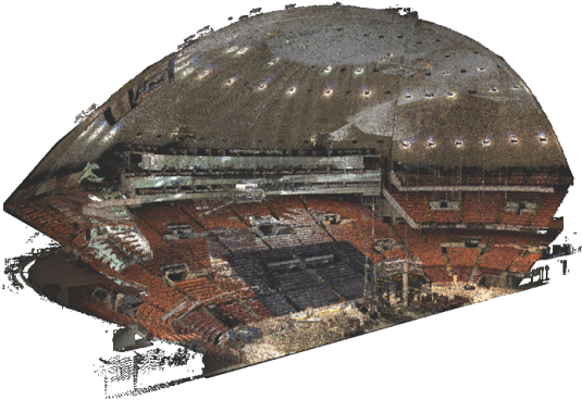 A recent Allpoint project was to scan the entire interior and exterior of Pittsburgh Civic Arena before it was demolished. Also known as “Mellon Arena” or “the Igloo," Civic Arena was the first major indoor sports stadium with a retractable roof when constructed in 1961.  (Source: Allpoint/Autodesk)