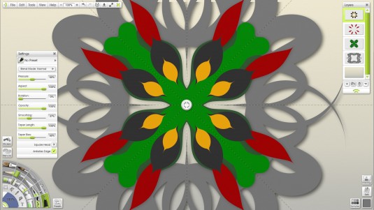 The new Paint Symmetry feature mirrors strokes across the canvas, using rotation and reflection. (Source: Ambient Media)