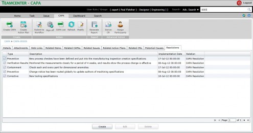 The new quality management module for Teamcenter supports the popular 8D methodology for quality control. (Source: Siemens PLM)