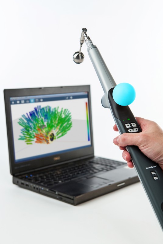 LMS SoundBrush works with selected sound pressure microphones or 3D intensity sensors. (Source: LMS/Siemens PLM)