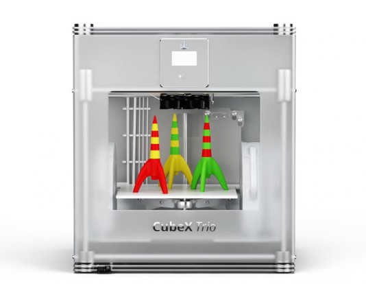 During the first quarter of 2013 3D Systems introduced the CubeX line of consumer class ABS plastic 3D printers. (Source: 3D Systems)