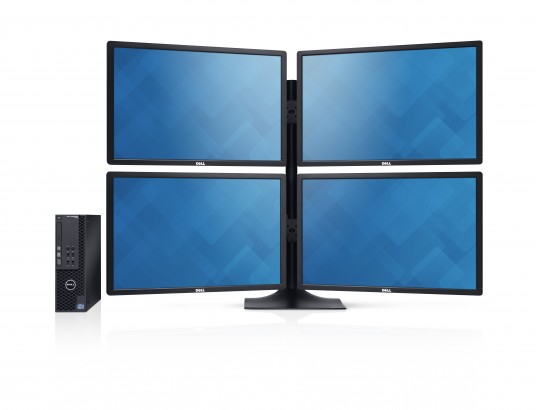 The tiny Dell Precision T1700 SFF can drive up to four monitors. (Source: Dell)