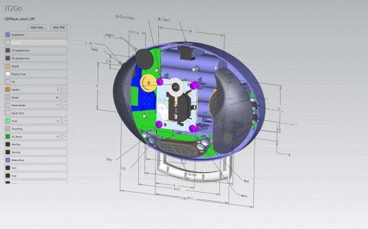 The new JT2Go app for Windows 8 includes the ability to display and annotate PMI information. (Source: Siemens PLM)