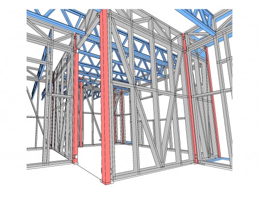 Designers using Prescient work inside Autodesk Revit, then transmit a bill of materials for the robotic manufacture of light-steel construction framing. (Source: Prescient)