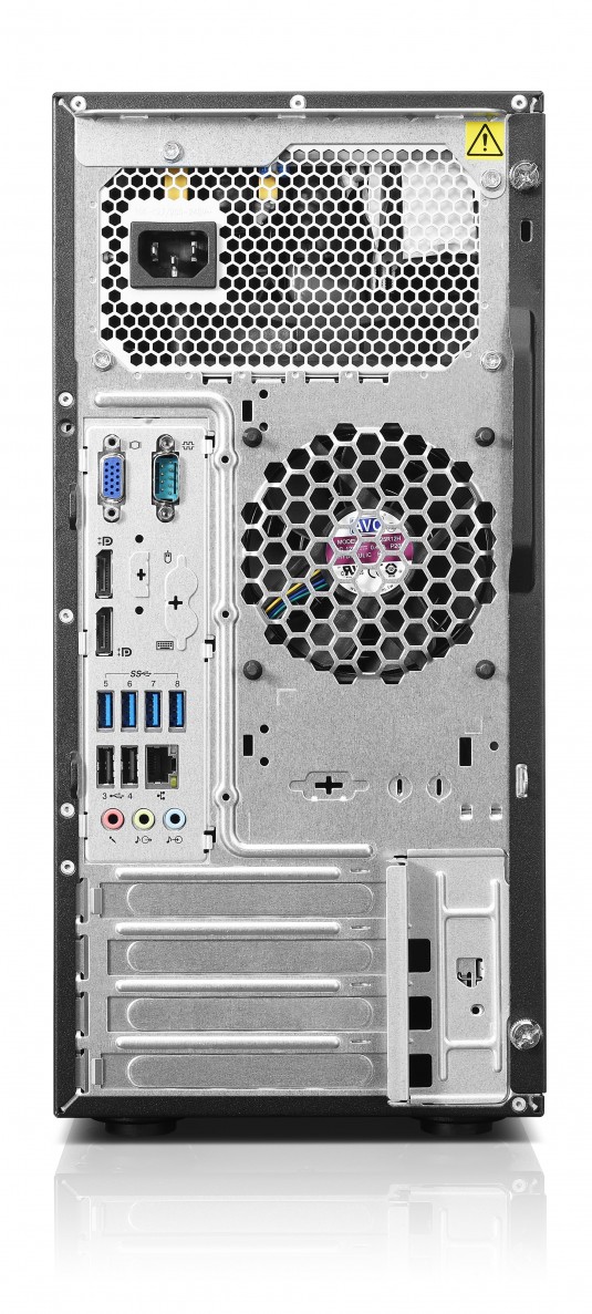 Rear view of the Lenovo E32 tower workstation. (Source: Lenovo)