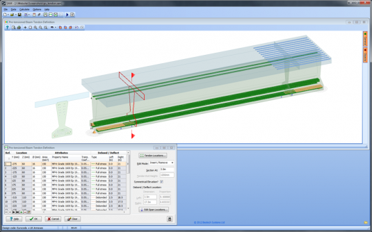 Sam displays tendon definition during pre-tensioned beam design. (Source: Bestech Systems). 