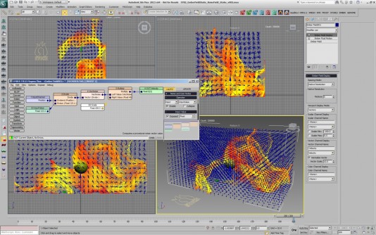 Density meets velocity: Stoke MX is Thinkbox’s tool for 3ds Max that enables dense particle simulations to be driven by velocity fields. The interface provides a low-density simulation which can drive the high-density simulation giving artists a tool to control the simulation quickly. (Source: Thinkbox)