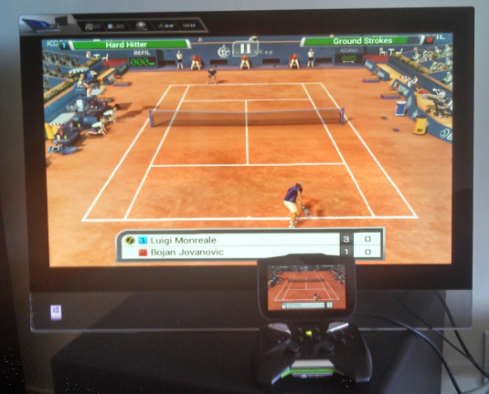 Virtual Tennis on the big and little screen. (Source: JPR) 