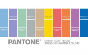 Get out your color wheels:the Pantone Spring 2014 color palette. It's not bright primaries and it's not girly pastels.. (Source: Pantone)