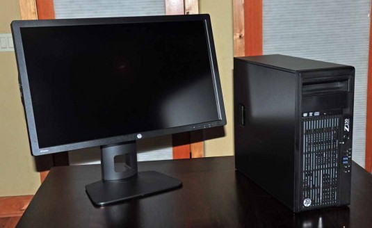 The HP Z230 deskside tower, alongside the HP 27" Z27i IPS LED-backlit display (Source: Jon Peddie Research)