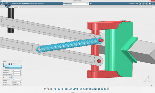 Mechanical Conceptual includes a library of deformable components, such as springs.