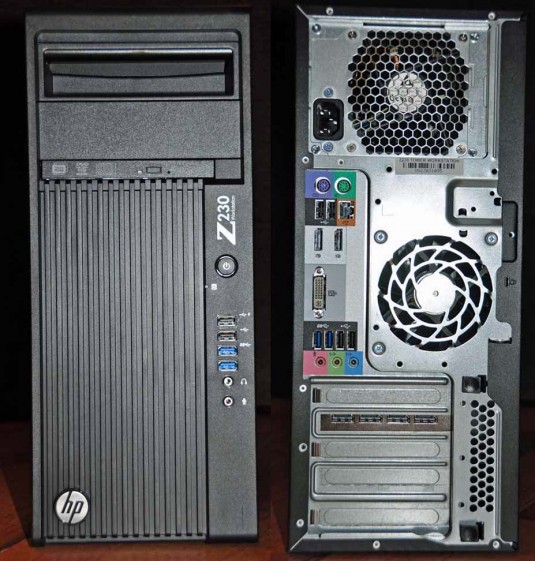Front and rear panels of the HP Z230 (Photo: Jon Peddie Research)