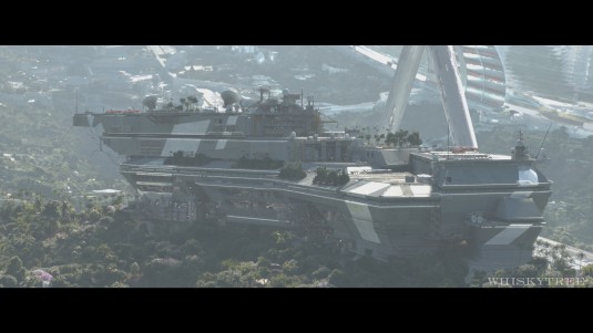 A smoggy Los Angeles scene created for Elysium by CG agency Whiskeytree. (Photos courtesy of Whiskytree)