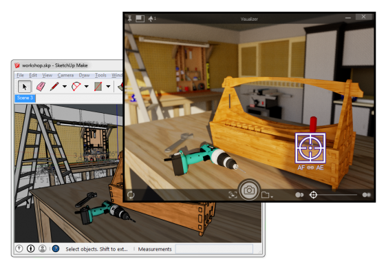 Visualizer for SketchUp takes a snapshot of the current view and creates a photorealistic image in a second or two. (Source: Imagination Technologies)