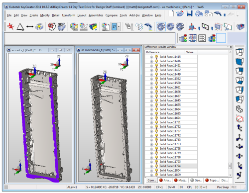 KeyCreator compare can compare part features from a wide variety of native CAD file types. (Source: Kubotek USA)