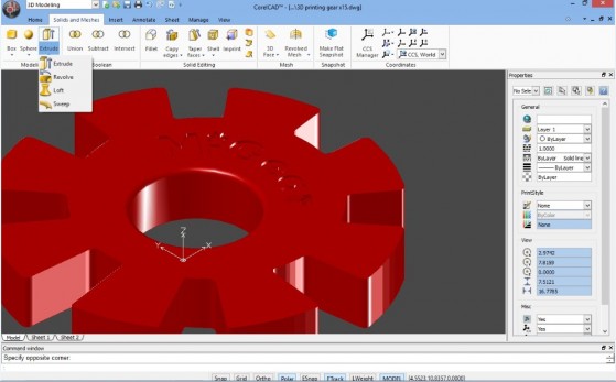 CorelCAD can create both 2D and 3D drawings. (Source: Corel Software)