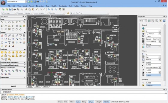 CorelCAD 2015 includes a user interface update to support Windows Ribbon style. (Source: Corel Software)