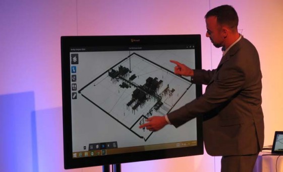 Navigator is Bentley’s tool to bring together disparate data for visualization enabling people to explore a design. It is available as a tablet app, but this year Bentley also showed it in use as a presentation tool in Windows. This demonstration is being shown on a large Perceptive Pixel touch screen driven by a Windows Surface Pro. The point: data whenever and however you want it. (Source: Jon Peddie Research)