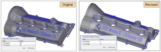 Repairing free edges in a model. (Source: Moldex3D)