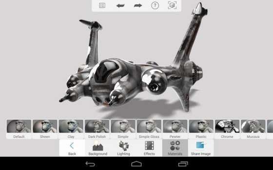 A wide variety of materials and effects are available in 123D Sculpt+. (Source: Autodesk)