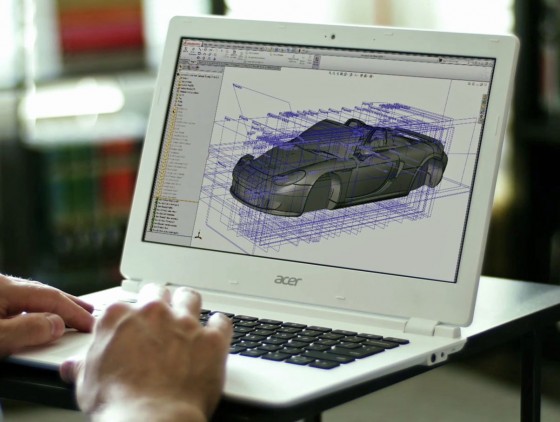 This Acer Chromebook is running a session of SolidWorks using Nvidia graphics on the local device and SolidWorks running on a virtualized remote session using VMWare technology. (Source: Nvidia)
