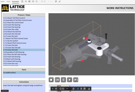 Lattice3D Studio Version 13.2 provides new tools to make producing interactive 3D PDF technical documentation a drag-and-drop affair. (Source: Lattice Technology)
