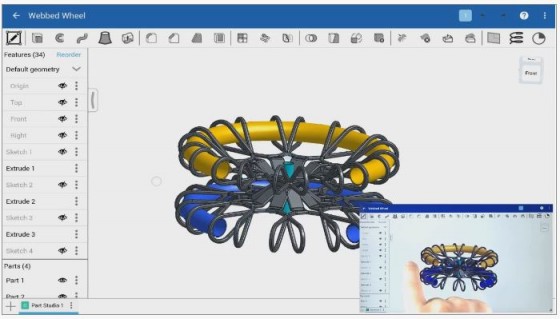 Onshape for Android provides an OS-specific way to use the full capabilities of the cloud-based 3D mechanical modeling software. (Source: Onshape)