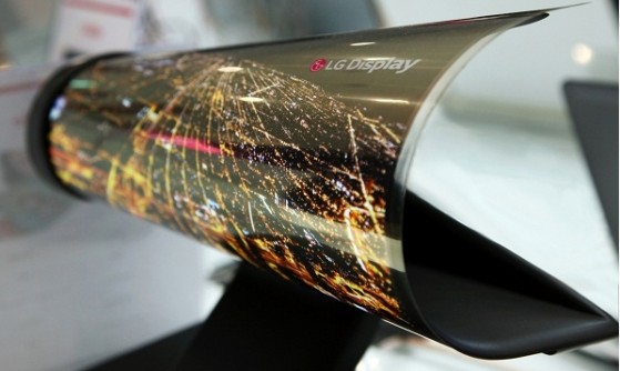 LG’s concept demo, a roll-up display screen 2.57mm thin. (Source: LG)