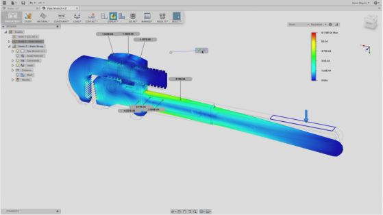 Thermal and Thermal Stress analysis are now included in Autodesk Fusion 360. This images shows the use of plane selection and probing to select an internal area to test. (Source: Autodesk)