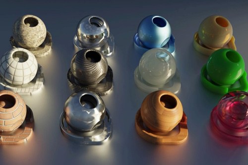 An example of different materials being applied to the same object for raytracing. (Source: Nvidia)