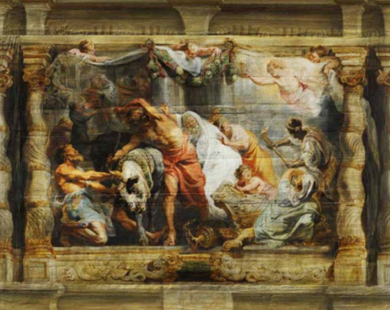 “The Triumph of the Eucharist over Idolatry” by Rubens as seen by the naked eye. (Source: Factum Arte)
