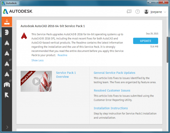 Autodesk Desktop App manages updates, subscription information, and access to educational materials. (Source: Autodesk)