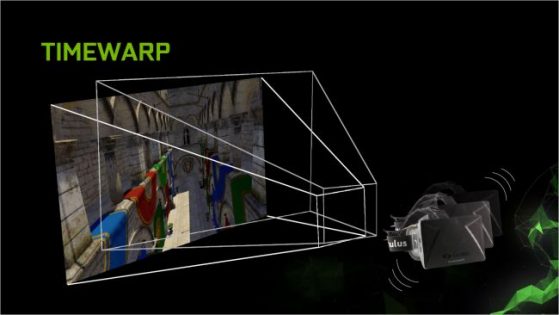 VRWorks includes Context Priority, an advanced time warp method to help game flow work better in virtual reality. (Source: Nvidia)