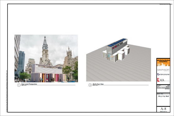 Students presented their design ideas both as construction designs and as placed in potential settings. (Source: Graphisoft North America) 